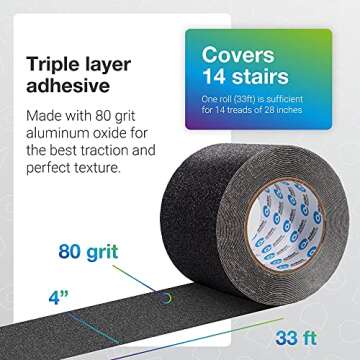 EdenProducts Waterproof Anti Slip Tape - Heavy Duty Grip Tape for Stairs & More