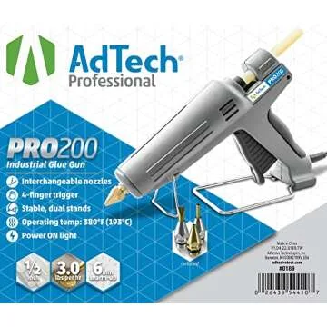 AdTech Industrial Strength Full Size High-Output Hot Melt Glue Gun – Professional Grade Hot Glue Gun for Carpentry, Repairs & Remodeling, Grey, 200 watts - 189