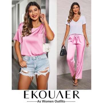 Ekouaer Women's Silk Satin Pajamas Set - Ultimate Comfort