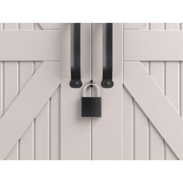 Rubbermaid Large Resin Outdoor Storage Shed With Floor (7 x 7 Ft.), Weather Resistant, Brown, Organization for Home/Lawn Mower/Backyard Equipment/Bike Storage/Pool Supplies