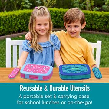 Bentgo Kids Utensil Set - Reusable Plastic Fork, Spoon & Storage Case - BPA-Free Materials, Easy-Gri...