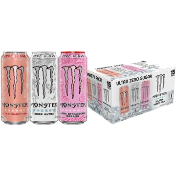 Monster Energy Ultra Variety Pack - 15 Count of Sugar Free Energy Drinks