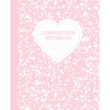 Composition Notebook College Ruled: Aesthetic Cute Pastel Pink Hearts Composition Notebook Marble Jo...
