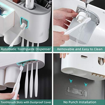Wall Mounted Toothbrush Holder with Automatic Dispenser