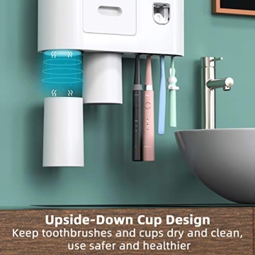 Wall Mounted Toothbrush Holder with Automatic Dispenser