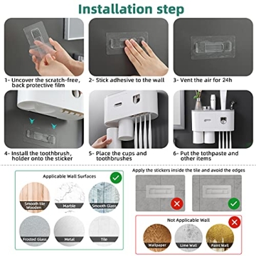 Wall Mounted Toothbrush Holder with Automatic Dispenser