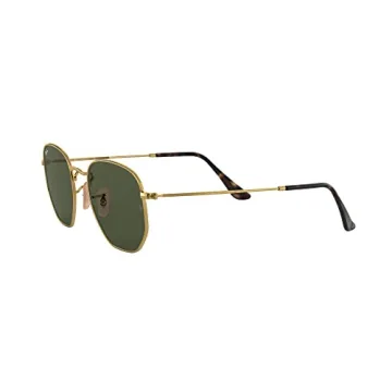 Ray-Ban RB3548N Hexagonal Flat Lens Sunglasses, Gold/G-15 Green, 48 mm