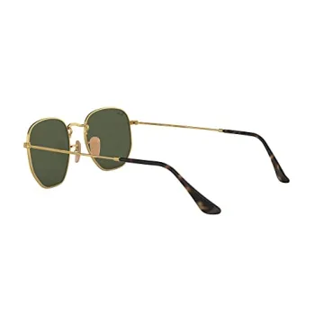 Ray-Ban RB3548N Hexagonal Flat Lens Sunglasses, Gold/G-15 Green, 48 mm