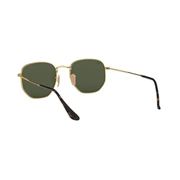 Ray-Ban RB3548N Hexagonal Flat Lens Sunglasses, Gold/G-15 Green, 48 mm