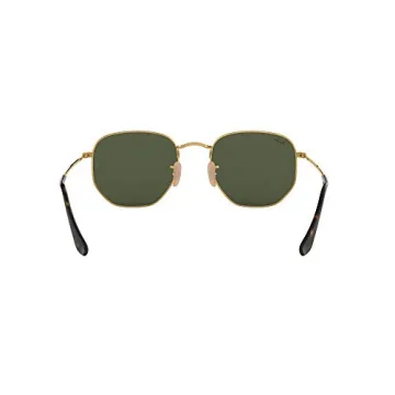 Ray-Ban RB3548N Hexagonal Flat Lens Sunglasses, Gold/G-15 Green, 48 mm