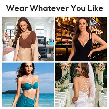 DOBREVA Nipple Cover - 2 Pairs Adhesive Silicone Reusable Pasties Sticky Nipple Covers for Women with Travel Box Beige 01Small