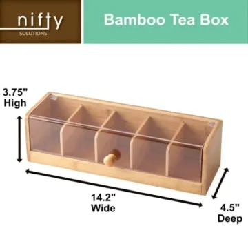 Nifty Bamboo Tea Box | Organize 200 Tea Packets