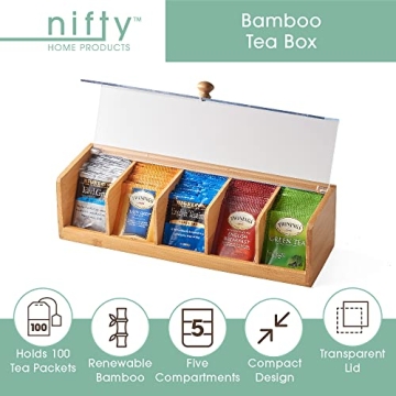 Nifty Bamboo Tea Box | Organize 200 Tea Packets