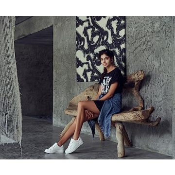 Vepose Women's Fashion Sneakers, PU Leather Laces Casual Sneakers, Full White, Size 7.5 US -Walking Low Platform Shoes(CJY8002 White 07.5)