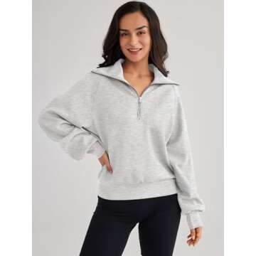 Trendy Queen Womens Oversized Sweatshirts Half Zip Pullover Long Sleeve Quarter Zip Hoodies Teen Gir...