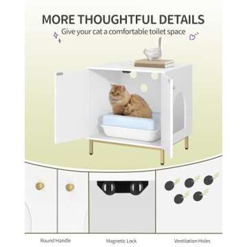Hzuaneri Elegant Cat Litter Box Enclosure for Home
