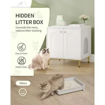 Hzuaneri Elegant Cat Litter Box Enclosure for Home
