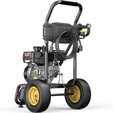 BLUBERY 3500 PSI Gas Pressure Washer, 2.6 GPM Heavy Duty High Power Washer, 30Ft Pressure Hose&Soap ...