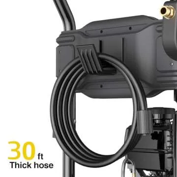 BLUBERY 3500 PSI Gas Pressure Washer, 2.6 GPM Heavy Duty High Power Washer, 30Ft Pressure Hose&Soap Tank,5 Pressure Nozzles,Black
