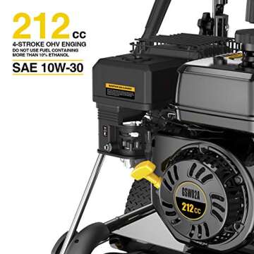 BLUBERY 3500 PSI Gas Pressure Washer, 2.6 GPM Heavy Duty High Power Washer, 30Ft Pressure Hose&Soap Tank,5 Pressure Nozzles,Black