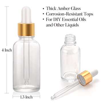 24 Pcs Clear Glass Eye Dropper Bottles with Funnels