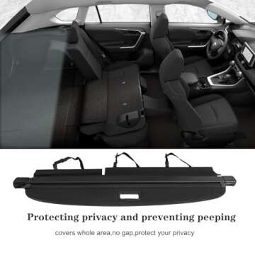 Vesul Retractable Cargo Cover Compatible with Toyota RAV4 2019-2024 Security Shade Shield Tonneau Co...