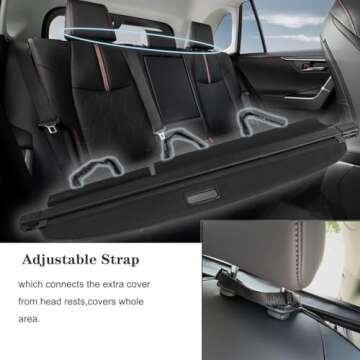 Vesul Retractable Cargo Cover Compatible with Toyota RAV4 2019-2024 Security Shade Shield Tonneau Cover Anti-Peeping Luggage Privacy Screen with Extra Canvas Cover NO Gap