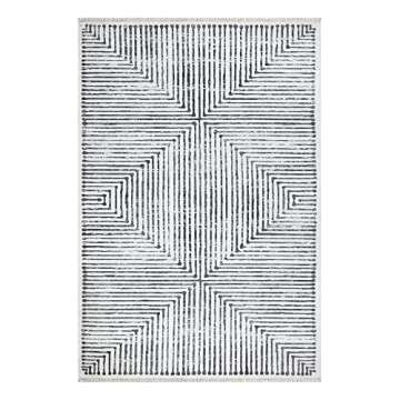 Bloom Rugs 8x10 Non-Slip Washable Area Rug - Ivory/Black