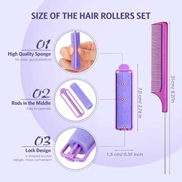 Syhood 43 Pcs Foam Sponge Hair Rollers Women 0.59 Inch Soft Sleeping Curlers Flexible Sponge Curler ...
