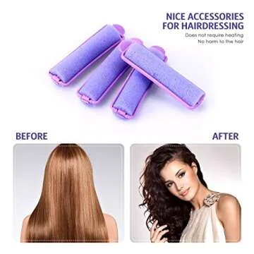 Syhood 43 Pcs Foam Sponge Hair Rollers Women 0.59 Inch Soft Sleeping Curlers Flexible Sponge Curler Tool and Rat Tail Comb for Hair Styling Hairdressing Overnight Curl and Volume(Purple)