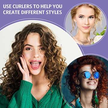 Syhood 43 Pcs Foam Sponge Hair Rollers Women 0.59 Inch Soft Sleeping Curlers Flexible Sponge Curler Tool and Rat Tail Comb for Hair Styling Hairdressing Overnight Curl and Volume(Purple)