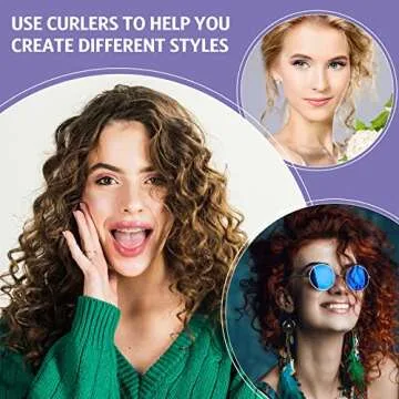 Syhood 43 Pcs Foam Sponge Hair Rollers Women 0.59 Inch Soft Sleeping Curlers Flexible Sponge Curler Tool and Rat Tail Comb for Hair Styling Hairdressing Overnight Curl and Volume(Purple)