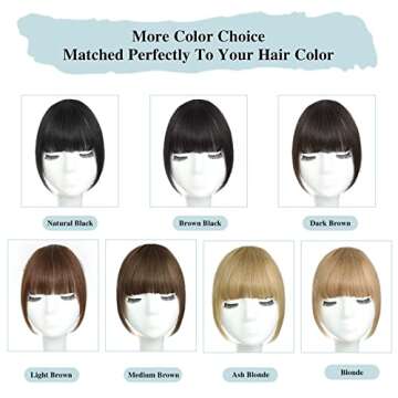 French Dark Brown Clip In Bangs - 100% Real Human Hair, Clip On Bangs for Natural Hair