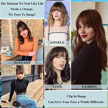 French Dark Brown Clip In Bangs - 100% Real Human Hair, Clip On Bangs for Natural Hair