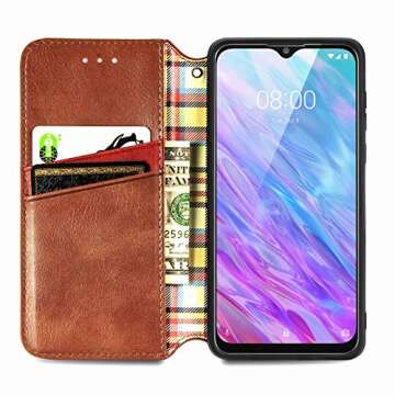 Ranyi for Consumer Cellular ZMax 10 Case, ZTE Z6250 Case, Flip Magnetic Wallet Case with Credit Card Holder Slots Kickstand Flip Folio Leather Wallet Case for Consumer Cellular ZMax 10 -Brown