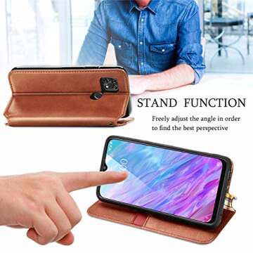 Ranyi for Consumer Cellular ZMax 10 Case, ZTE Z6250 Case, Flip Magnetic Wallet Case with Credit Card Holder Slots Kickstand Flip Folio Leather Wallet Case for Consumer Cellular ZMax 10 -Brown