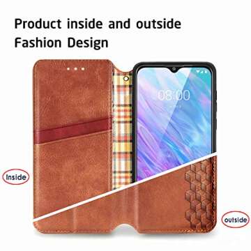 Ranyi for Consumer Cellular ZMax 10 Case, ZTE Z6250 Case, Flip Magnetic Wallet Case with Credit Card Holder Slots Kickstand Flip Folio Leather Wallet Case for Consumer Cellular ZMax 10 -Brown
