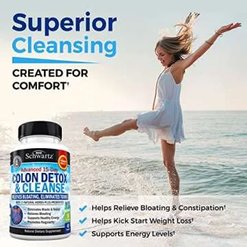 Colon Cleanser and Detox for Digestive Support - 15 Day Fast-Acting Extra Strength Cleanse with Probiotic Fiber, Psyllium Husk and Noni for Constipation Relief and Bloating Support, Non-GMO, 45 Count