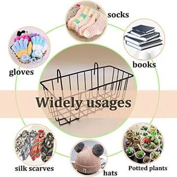 Jnnzzggu 3 Pack Wire Baskets,Wall Grid Panel Hanging Wire Basket,Wall Storage and Display Basket for Cabinet & Pantry Organization and Kitchen,Bathroom,Bedroom Storage