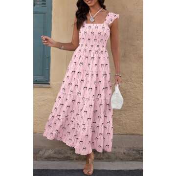 PRETTYGARDEN Sleeveless Floral Summer Dresses for Women 2025 Vacation Square Neck Smocked Top Flowy ...