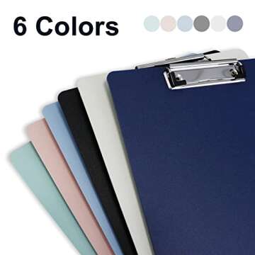 BOMEI PACK Office Plastic Clipboards, 12Pack Low Profile Assorted Colors Clip Boards Pack, 12.5 x 9 Inch A4 Letter Size