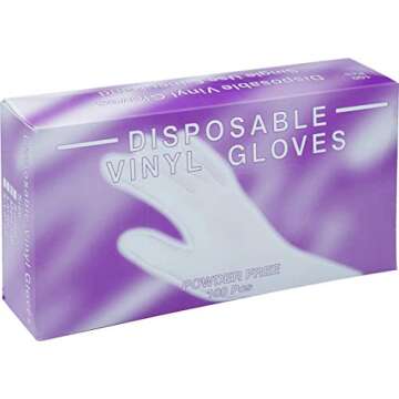 Powder Free, Latex Free, Disposable Vinyl Gloves, Size Large, 10 Packs of 100 Gloves (1,000 gloves)