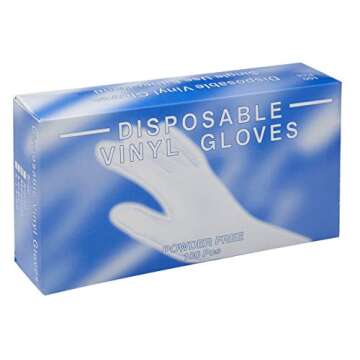Powder Free, Latex Free, Disposable Vinyl Gloves, Size Large, 10 Packs of 100 Gloves (1,000 gloves)