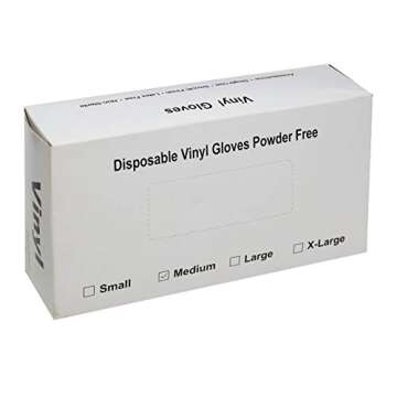 Powder Free, Latex Free, Disposable Vinyl Gloves, Size Large, 10 Packs of 100 Gloves (1,000 gloves)