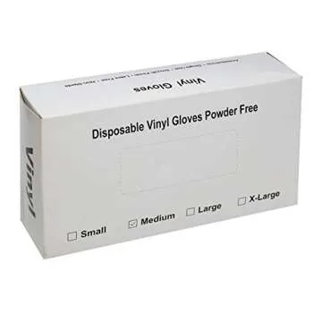 Powder Free, Latex Free, Disposable Vinyl Gloves, Size Large, 10 Packs of 100 Gloves (1,000 gloves)