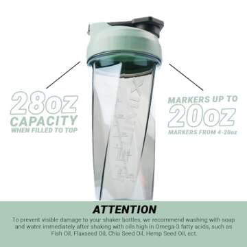 HELIMIX 2.0 Vortex Blender Shaker Bottle Holds upto 28oz | No Blending Ball or Whisk | USA Made | Portable Pre Workout Whey Protein Drink Shaker Cup | Mixes Cocktails Smoothies Shakes | Top Rack Safe