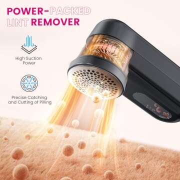 Fabric Shaver, Ziitty Lint Remover for Clothes, Type-C Rechargeable Lint Shaver with LCD Display & 6...