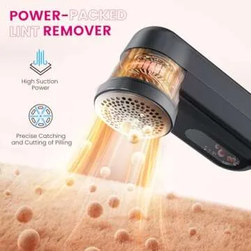 Fabric Shaver, Ziitty Lint Remover for Clothes, Type-C Rechargeable Lint Shaver with LCD Display & 6...