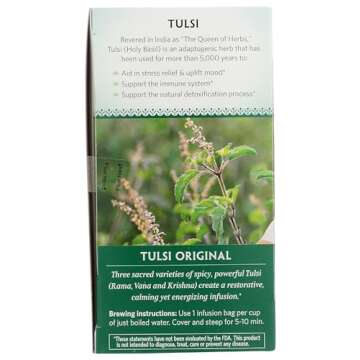 Organic India Tulsi Original Tea - Caffeine-Free Herbal Brew