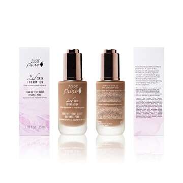 100% PURE 2nd Skin Foundation, Shade 6, Full Coverage, Lightweight, Satin Finish, Vegan Makeup - 1.1...